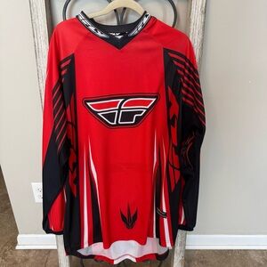 Fly Racing Motocross Jersey Red Black White Long Sleeve MX Dirt Bike